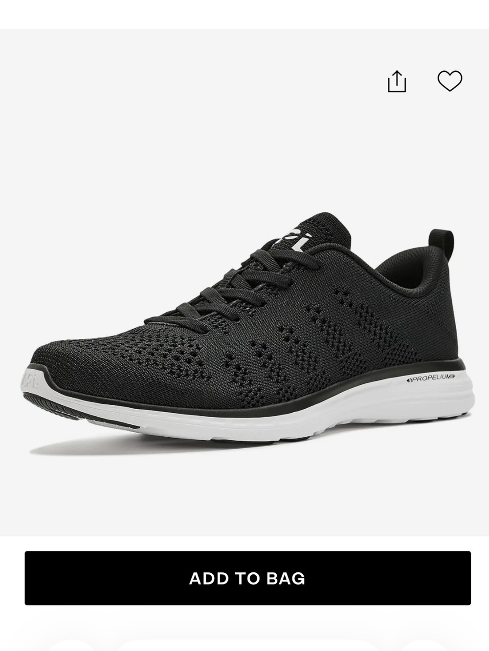 APL Women’s TechLoom Knit Athletic Shoe Black/White 8.5